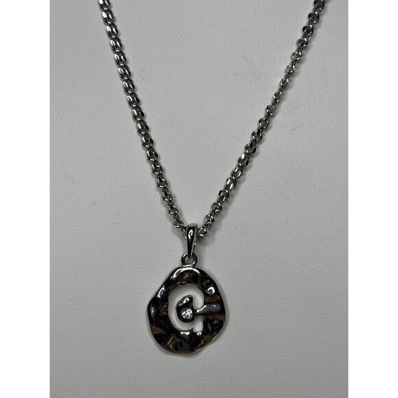 Silver-Tone Chain Necklace With Textured Circle Pendant & Heart Accent - Picture 7 of 9